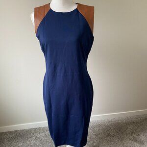 Lauren Ralph Lauren Women's Bodycon Leather Shoulder Trim Dress 10